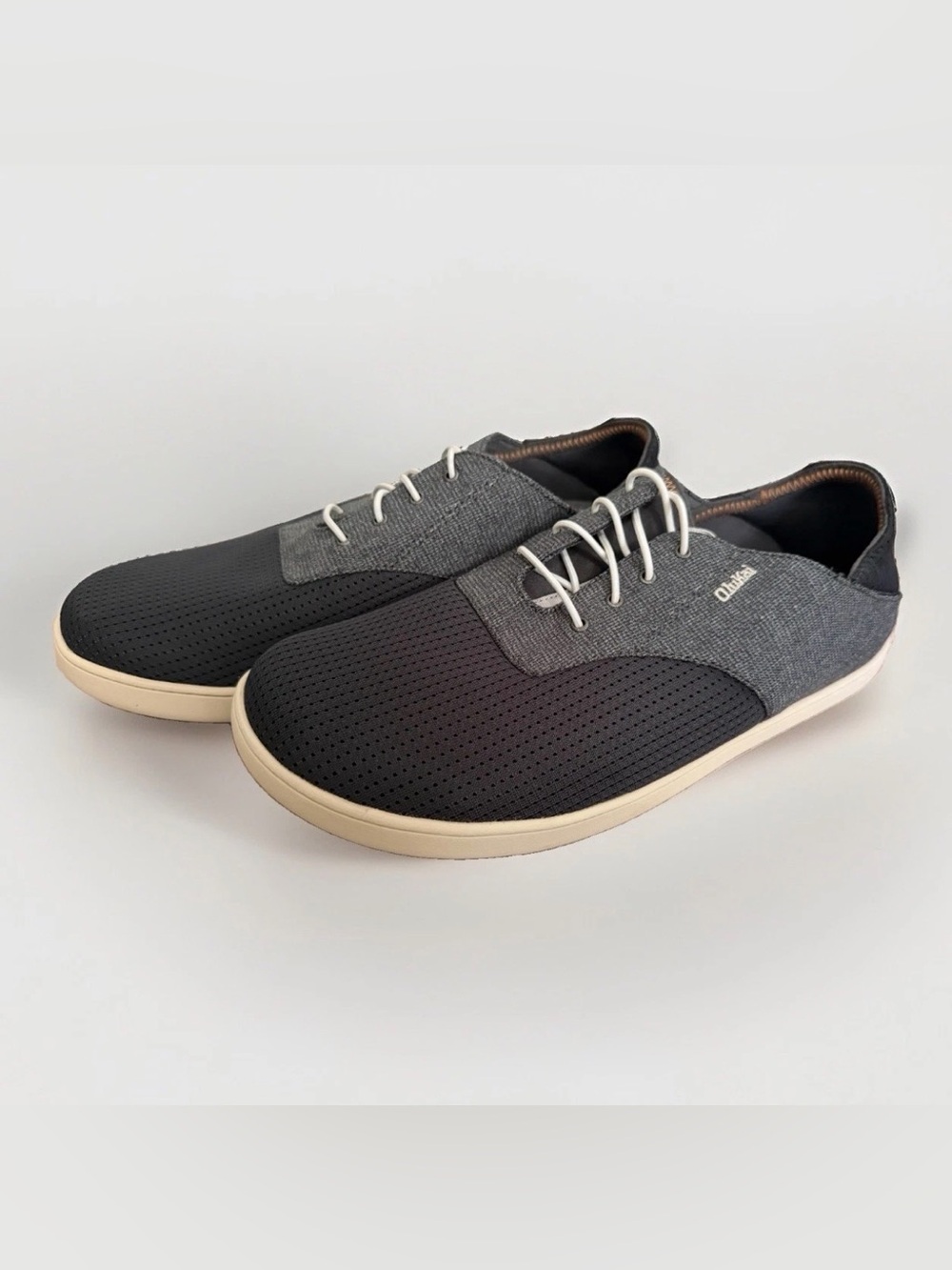 Olukai Men’s Size 11.5 Nohea Moku Gray Casual Slip On Boat Deck Shoes